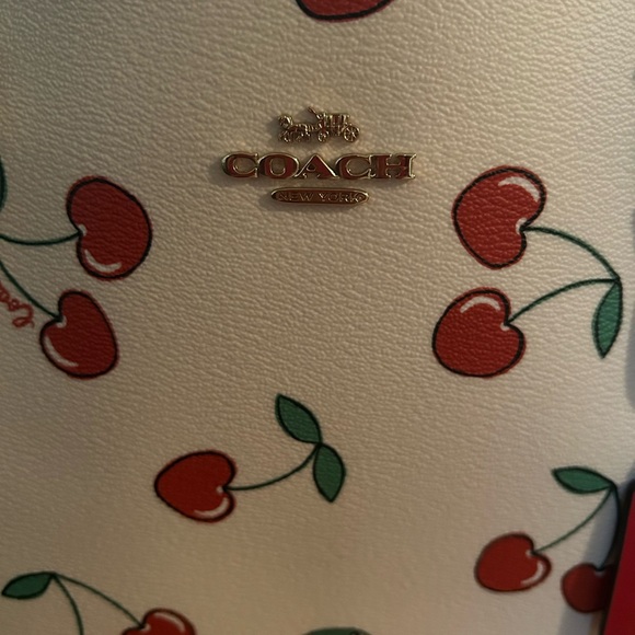 Coach Mollie Tote with Cherry Heart Print on Canvas HTF - Picture 12 of 16